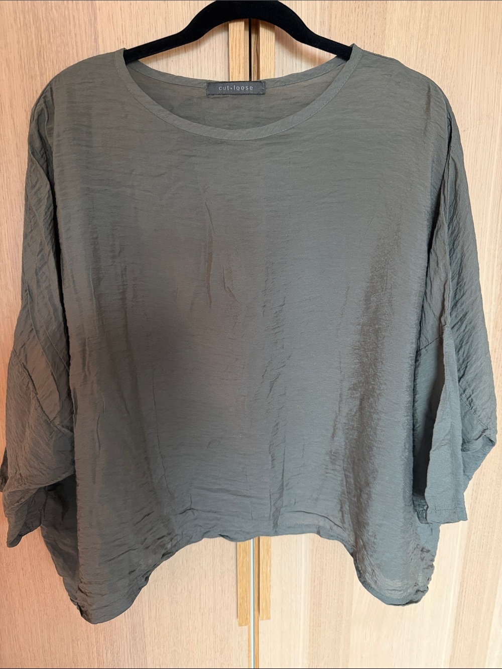cut loose olive relaxed boxy women's tunic top